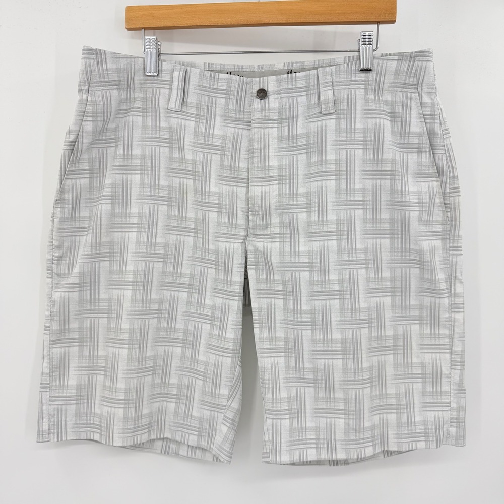 Callaway Mens Grey White Crosshatch Golf Shorts Size 36 Stretch‎ Performance